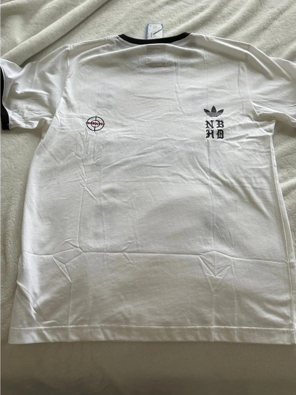 adidas White and Black 'TOKYO' Graphic Ringer Tee